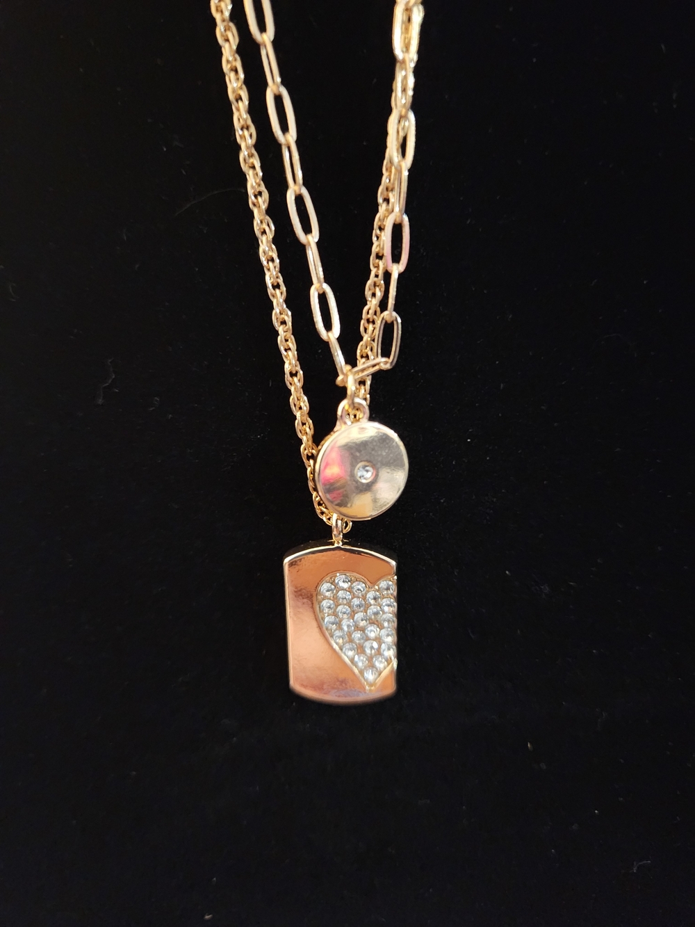 Gold-Tone Heart Pendant Layered Necklace